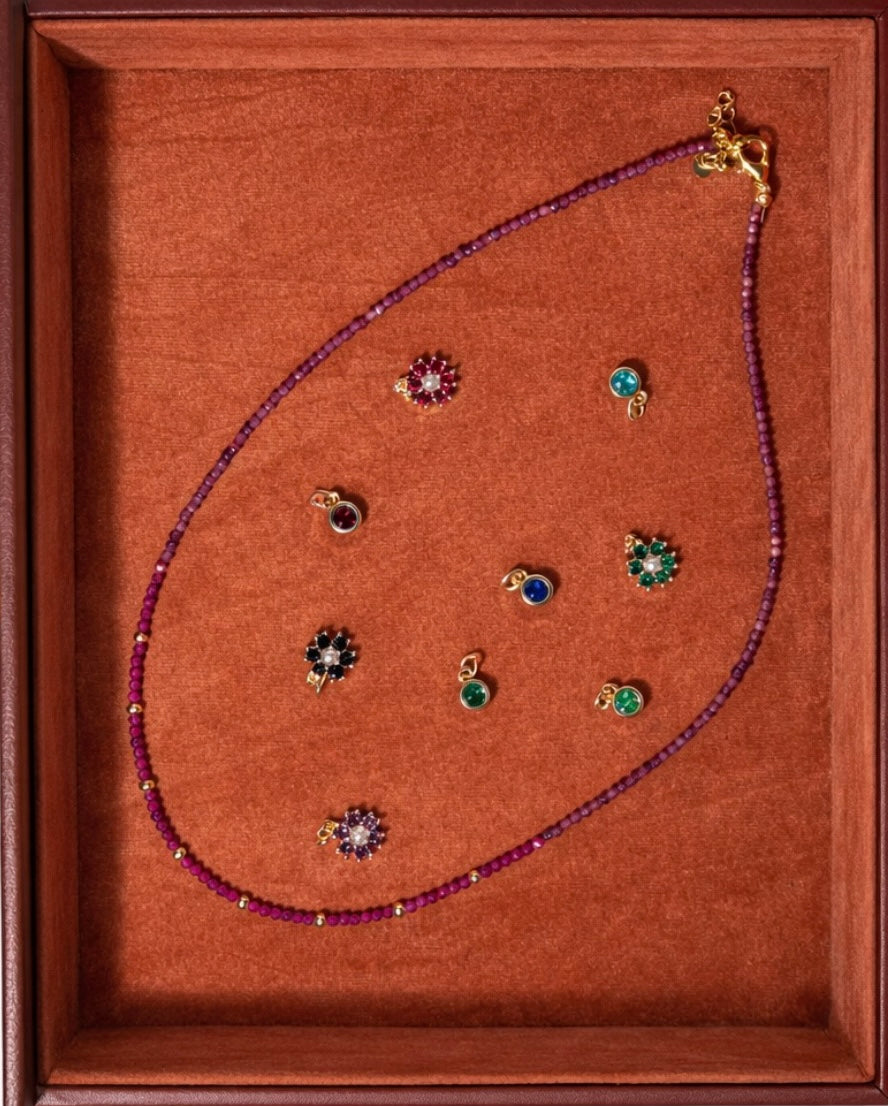 Moon in mulberry ruby necklace