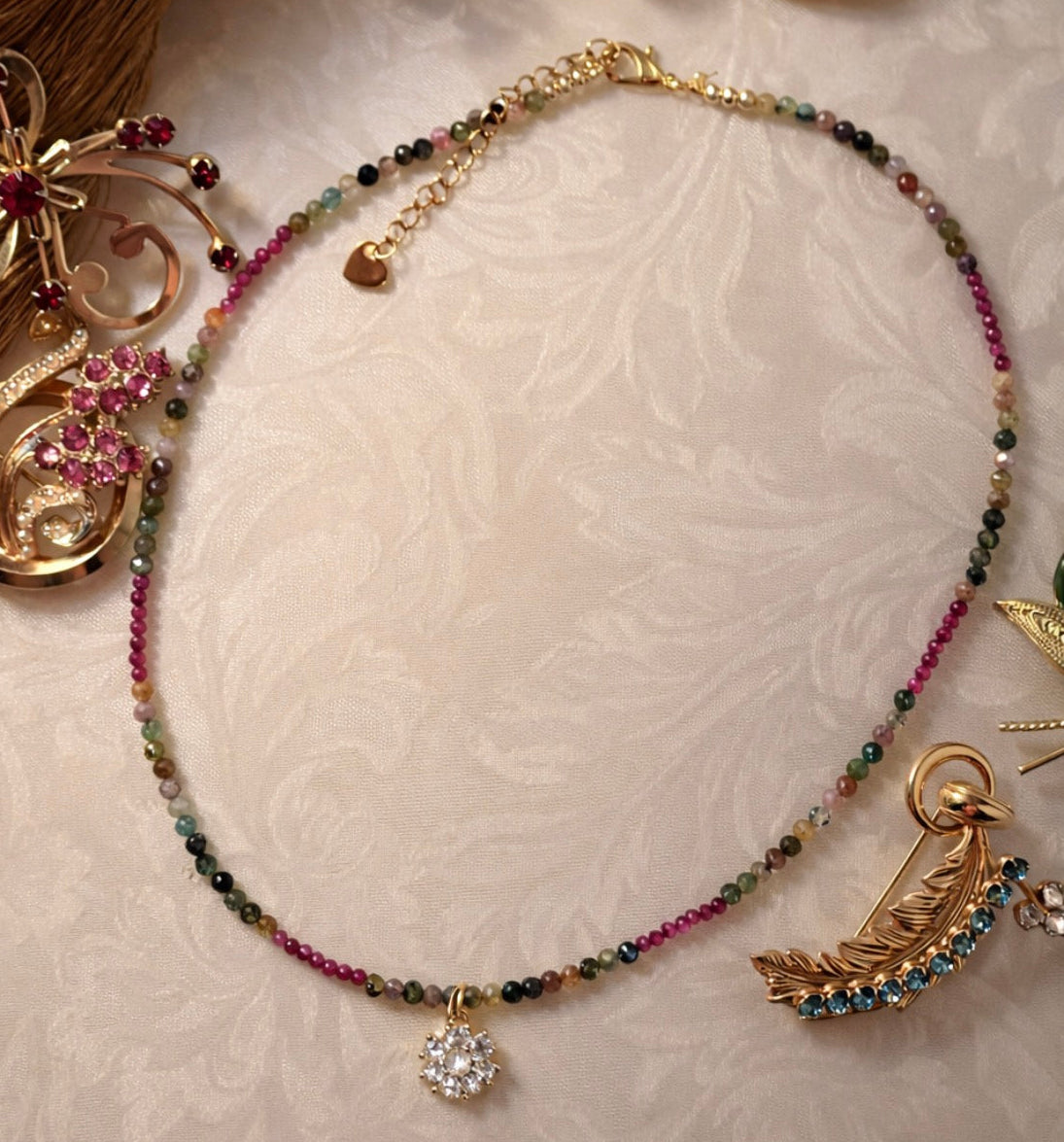 Rosette Moon ruby necklace