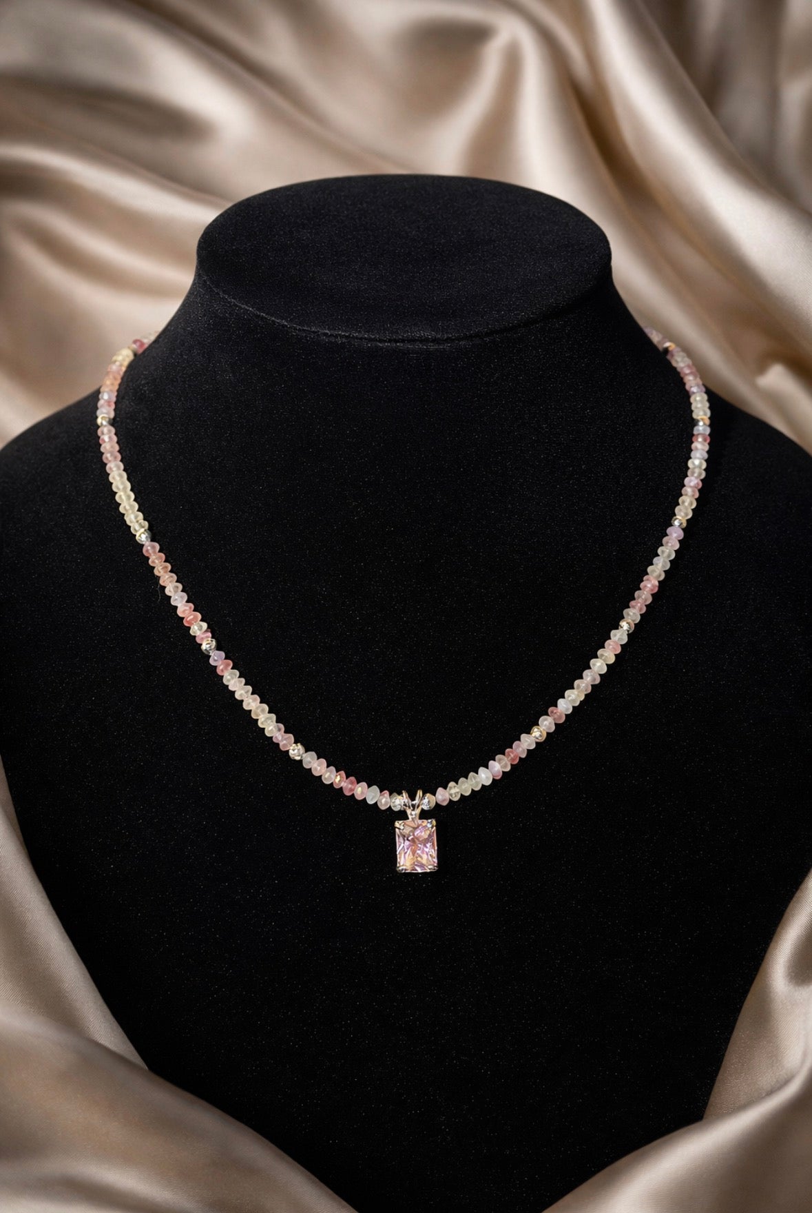 Rose of the First Quarter pink tourmaline necklace