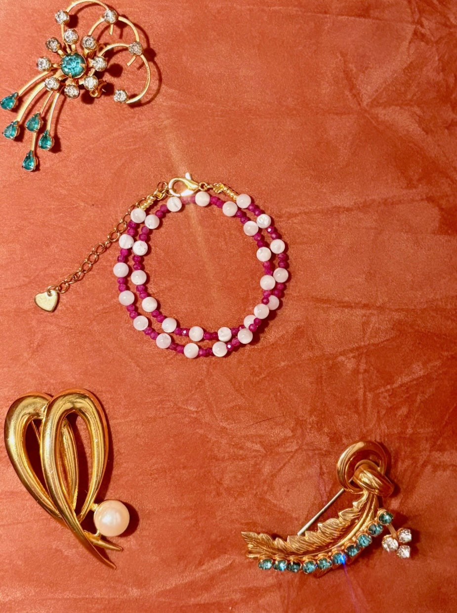 Moonkissed Ruby pearl bracelet