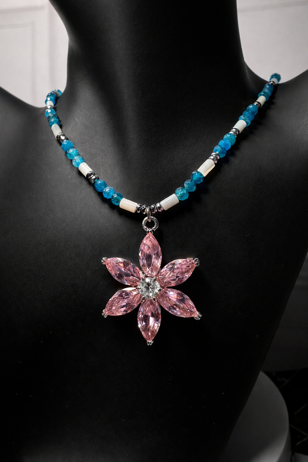 Pink Bloom Necklace blossom pink vintage pendant