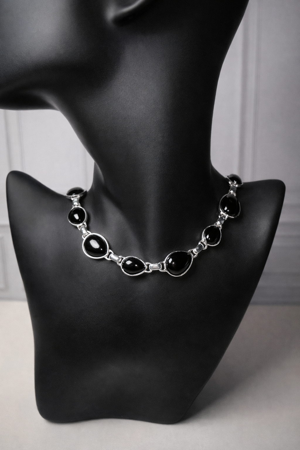 Vintage Black Stone Napier Necklace