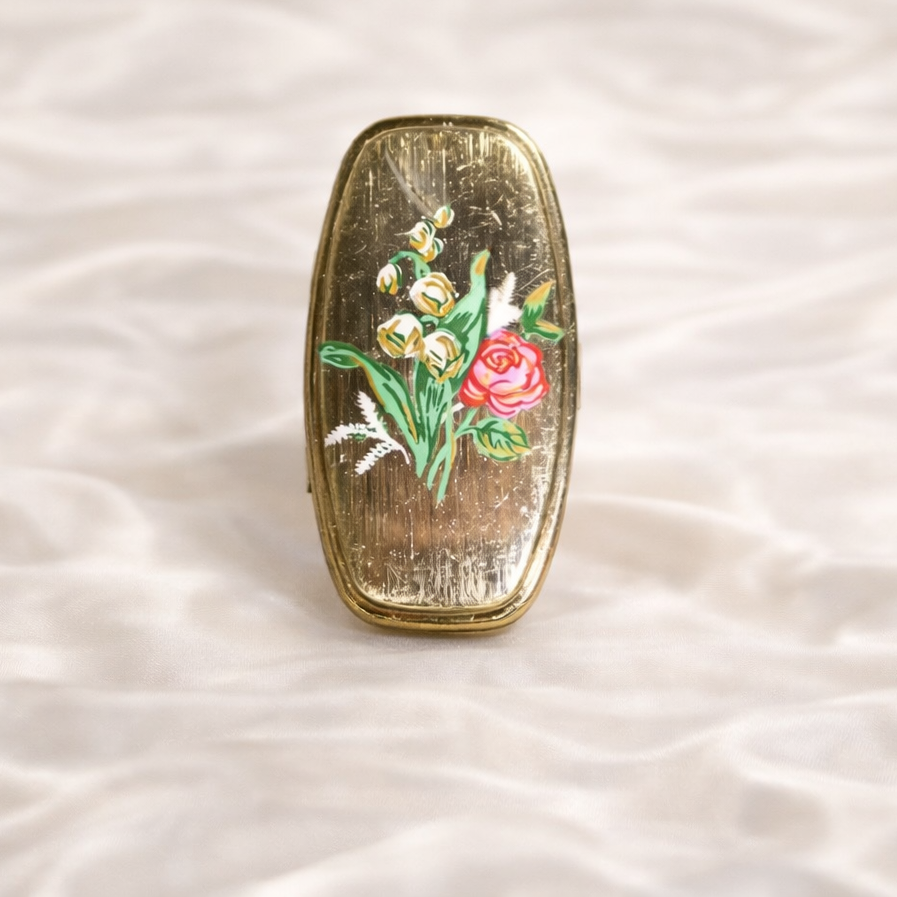 Golden Garden Whisper Vintage Floral Lipstick Holder
