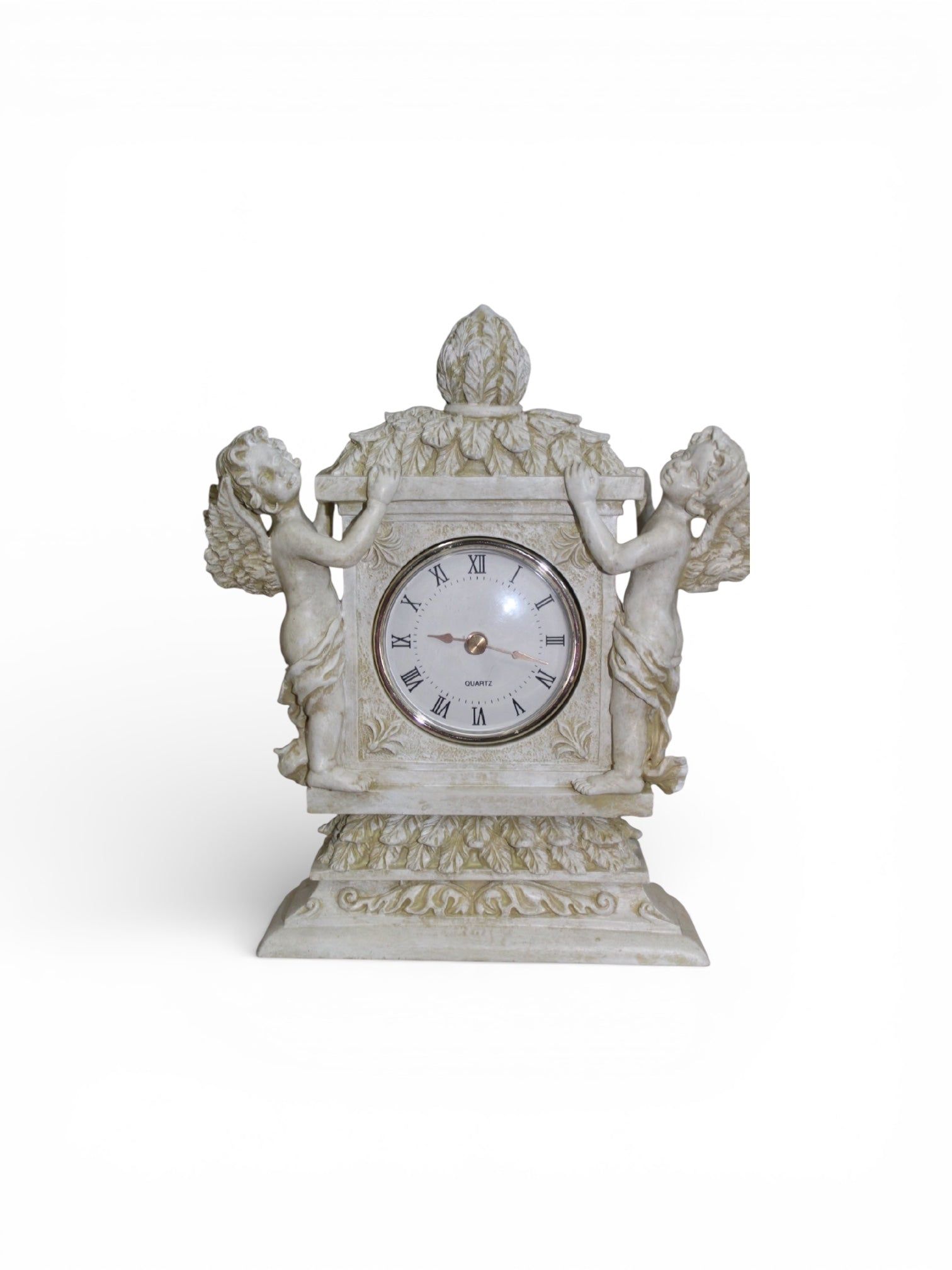 Grand Cherub Mantel Clock Victorian Angel Keepsake Timepiece