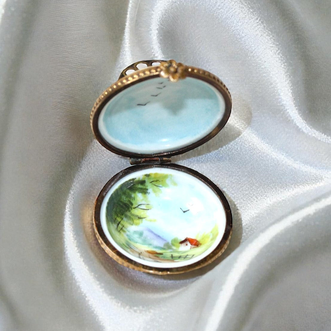 RARE Limoges France Hand-Painted Porcelain Trinket Box | Signed Collectible Piece