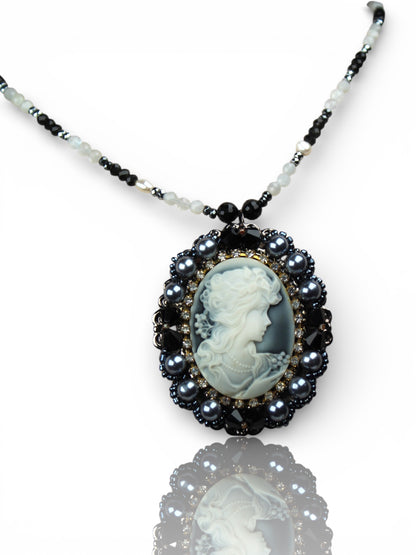 The Obsidian Pearl Cameo Necklace