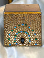 Vintage 1940s Ornate Gold-Tone Compact | Filigree Peacock Design | Rhinestone Detail | Powder Compact / Trinket Box