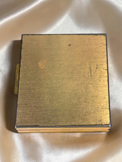 Vintage 1940s Ornate Gold-Tone Compact | Filigree Peacock Design | Rhinestone Detail | Powder Compact / Trinket Box