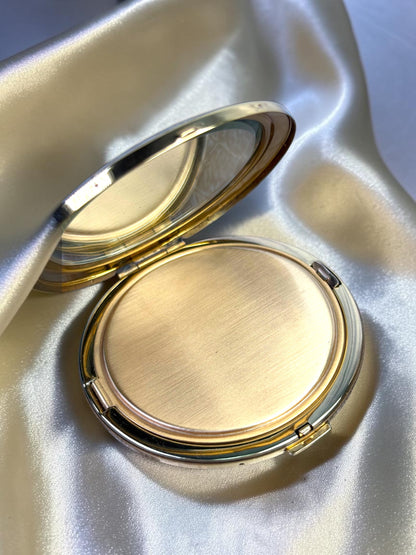Vintage 1950s Mother of Pearl Peacock Compact & Lipstick Set – Unused in Original Box – Gold Tone Vanity Set