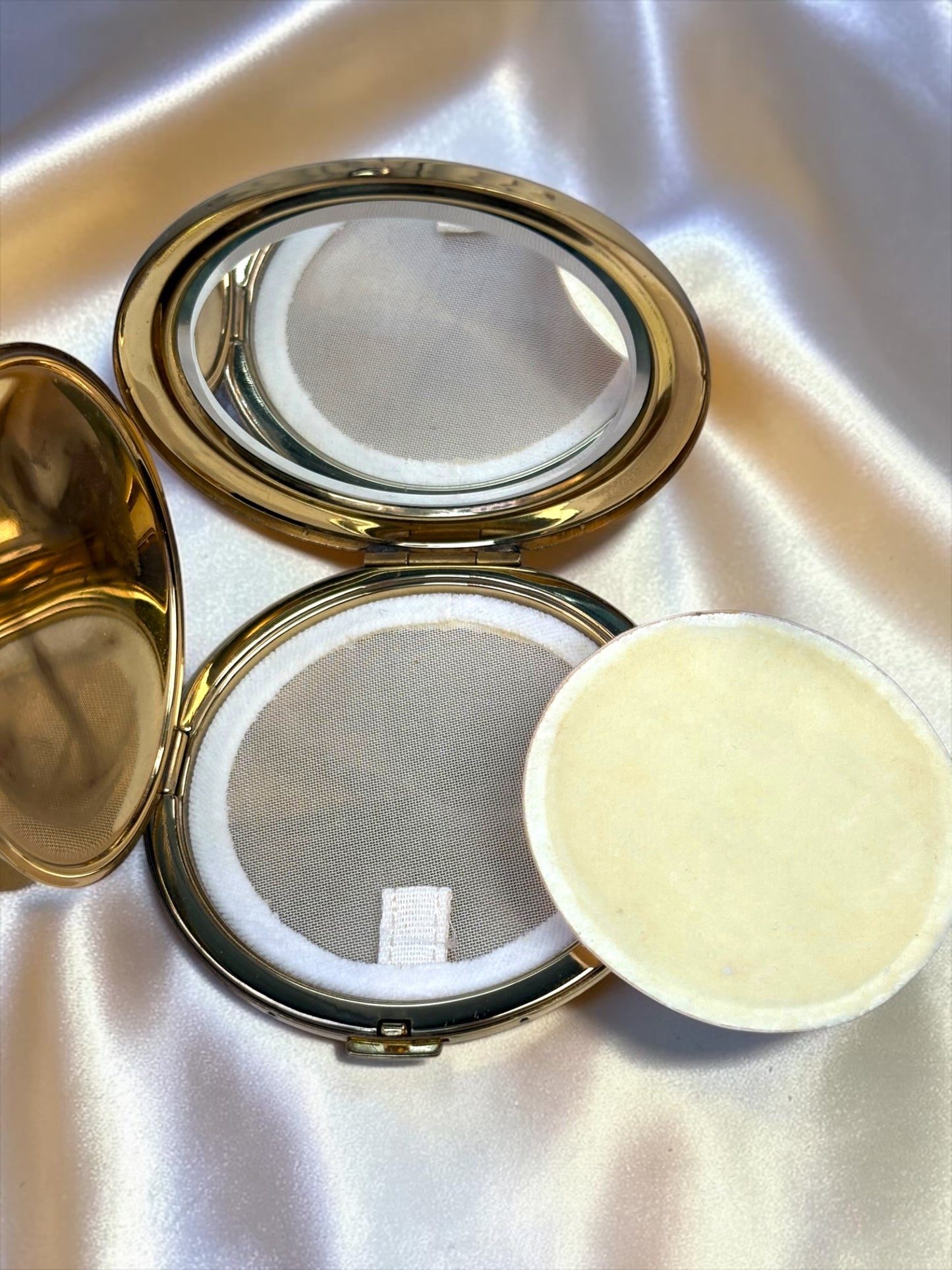 Vintage 1950s Mother of Pearl Peacock Compact & Lipstick Set – Unused in Original Box – Gold Tone Vanity Set