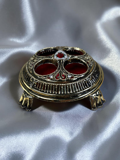 Thee Enchanted Rose vintage Hollywood lipstick holder with red velvet interior ￼